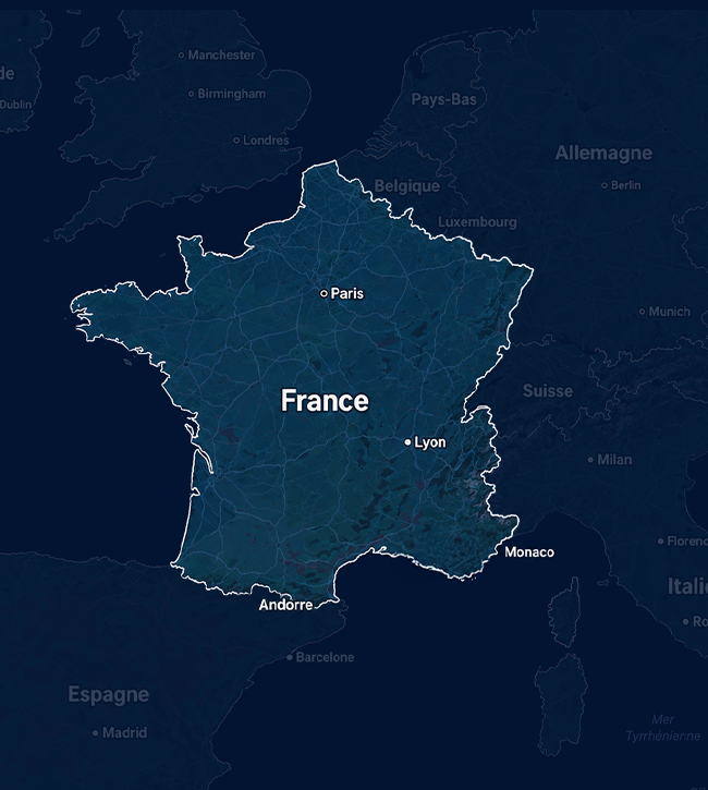 Carte de France et de l’Europe avec localisation près de Marseille